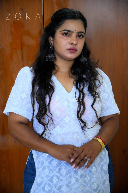 NITYA  KURTI in WHITE